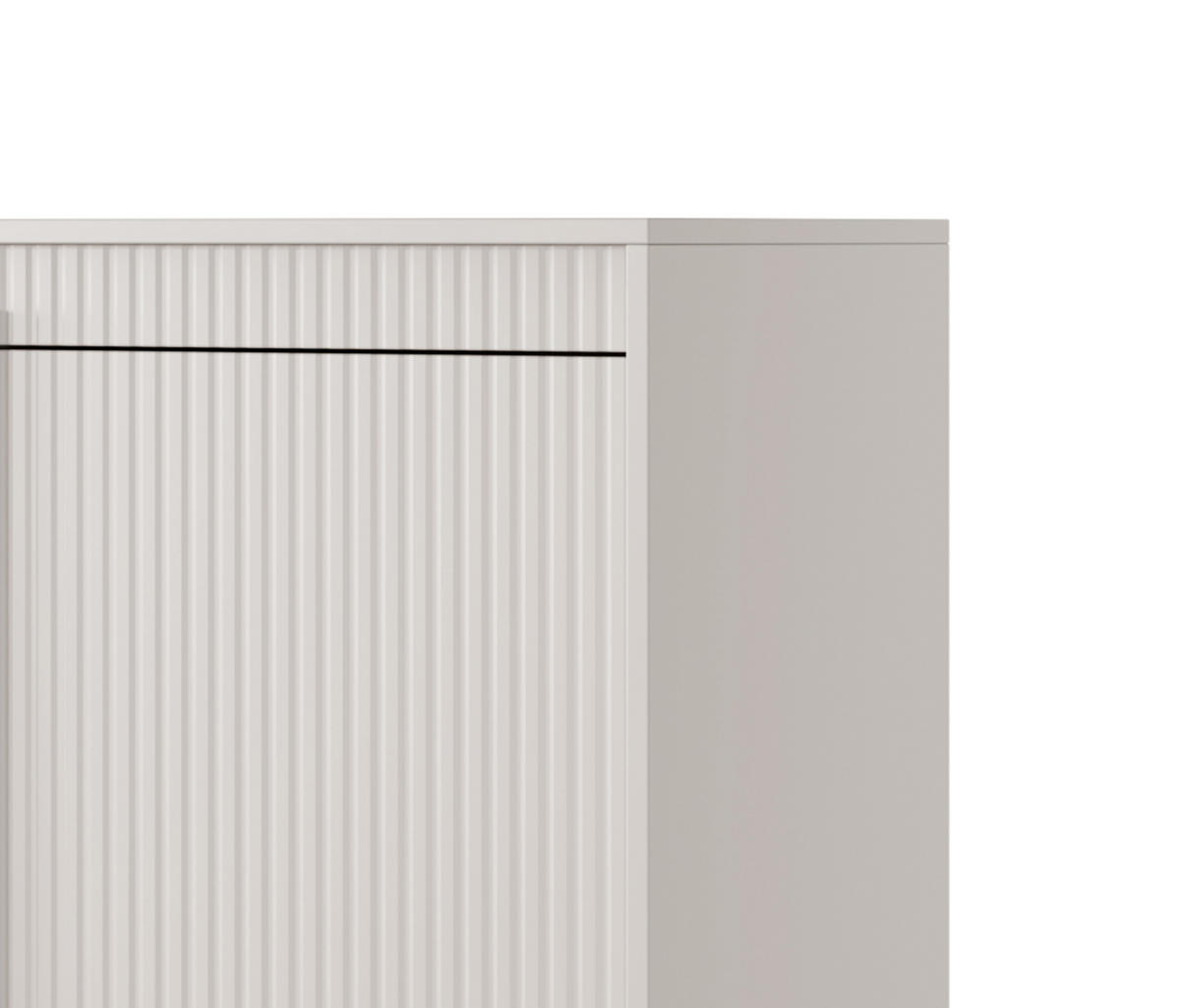 KOMMODE SENSO 3D Hoch, Geriffelte MDF-Fronten, Push-to-Open, Metallfüße, 103,5x123,4x39,5 cm - Beige - Beige/Creme, Holz/Holzwerkstoff (104/124/40cm) - DomoHome