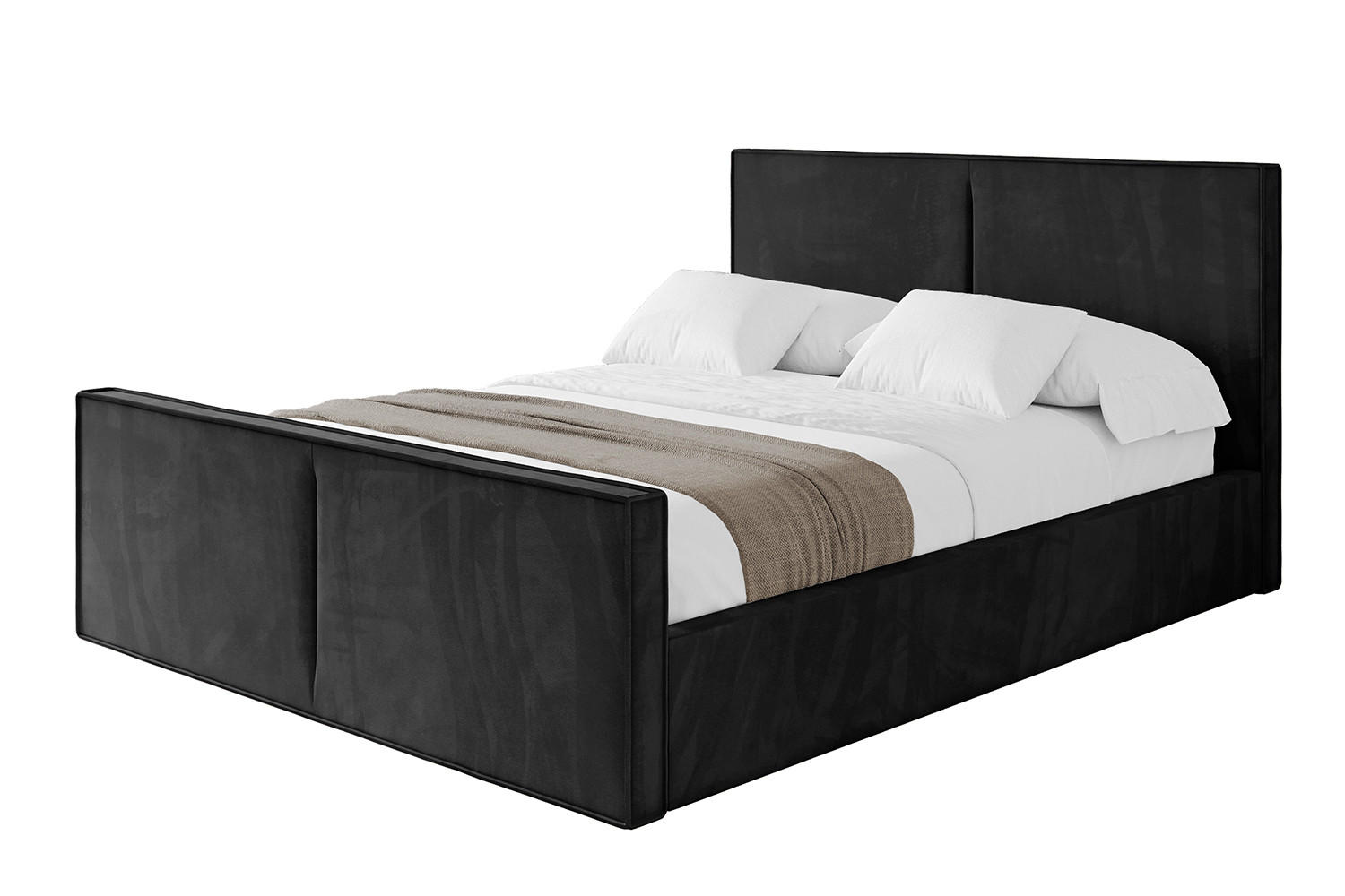 POLSTERBETT mit Bettkasten, Fußteil und Lattenrost, Boxbett mit Matratze H3/H4 - VANTO-Z 180x200 Schwarz - Schwarz, Holzwerkstoff/Textil (180/200cm) - ALTDECOR