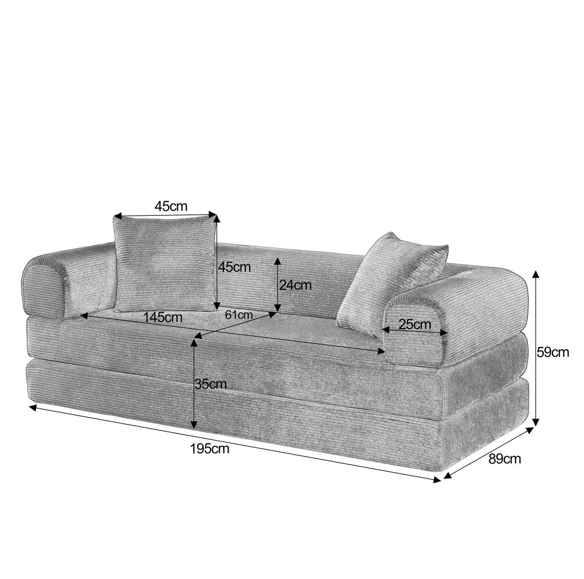 SCHLAFSOFA klappbar Velours Taupe - Taupe, Kunststoff (89/59/195cm) - Meubliv