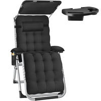 SONNENLIEGE Cloud II, mit Ablagetisch und Stautasche, schwarz - Schwarz, Kunststoff (84/103/168cm) - tectake