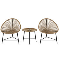 BALKONMÖBEL-SET 72/68/81 cm natur aus Rattan mit 2 Stühlen, Tisch und Glasplatte - Naturfarben, Naturmaterialen - OKWISH