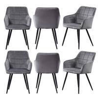 ESSZIMMERSTUHL Samt 6-teilig Grau - Grau, Metall (55/82/59cm) - Life Interiors