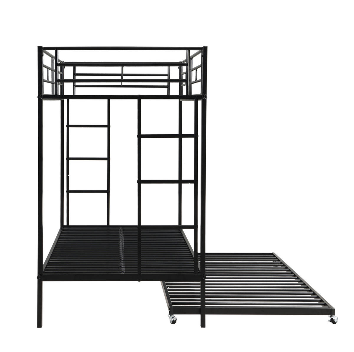 ETAGENBETT 90/200 cm schwarz aus Metall mit Ausziehbett - Schwarz, Metall (90/200cm) - OKWISH