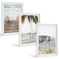 BILDER SET 3er Set - 40x60 cm Weißer Rahmen - Strandtreppe aus Holz, Schaukel - Weiß, Kunststoff (40/60cm) - TULUP