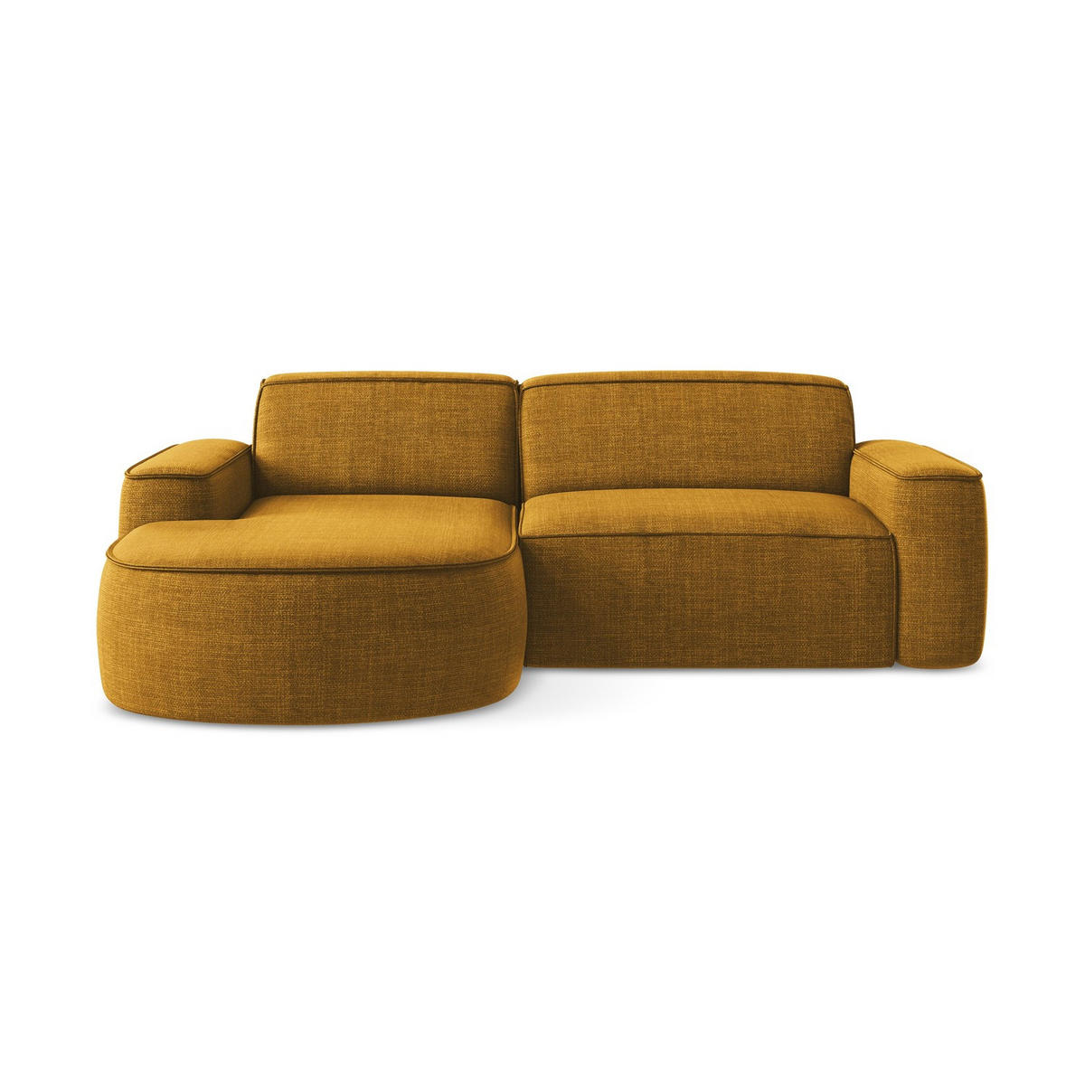 ECKSOFA Links Strukturstoff Gelb - Currygelb/Schwarz, Holzwerkstoff/Kunststoff (224/166cm) - LaMiaSofa