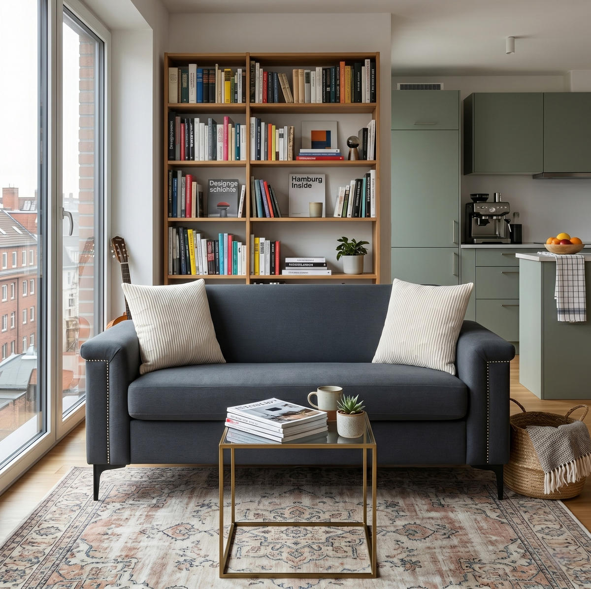 SOFA 2-Sitzer 172 cm Dunkelgrau mit Metallfüßen - Dunkelgrau, Holz (73.5/81.5/172cm) - Meubliv
