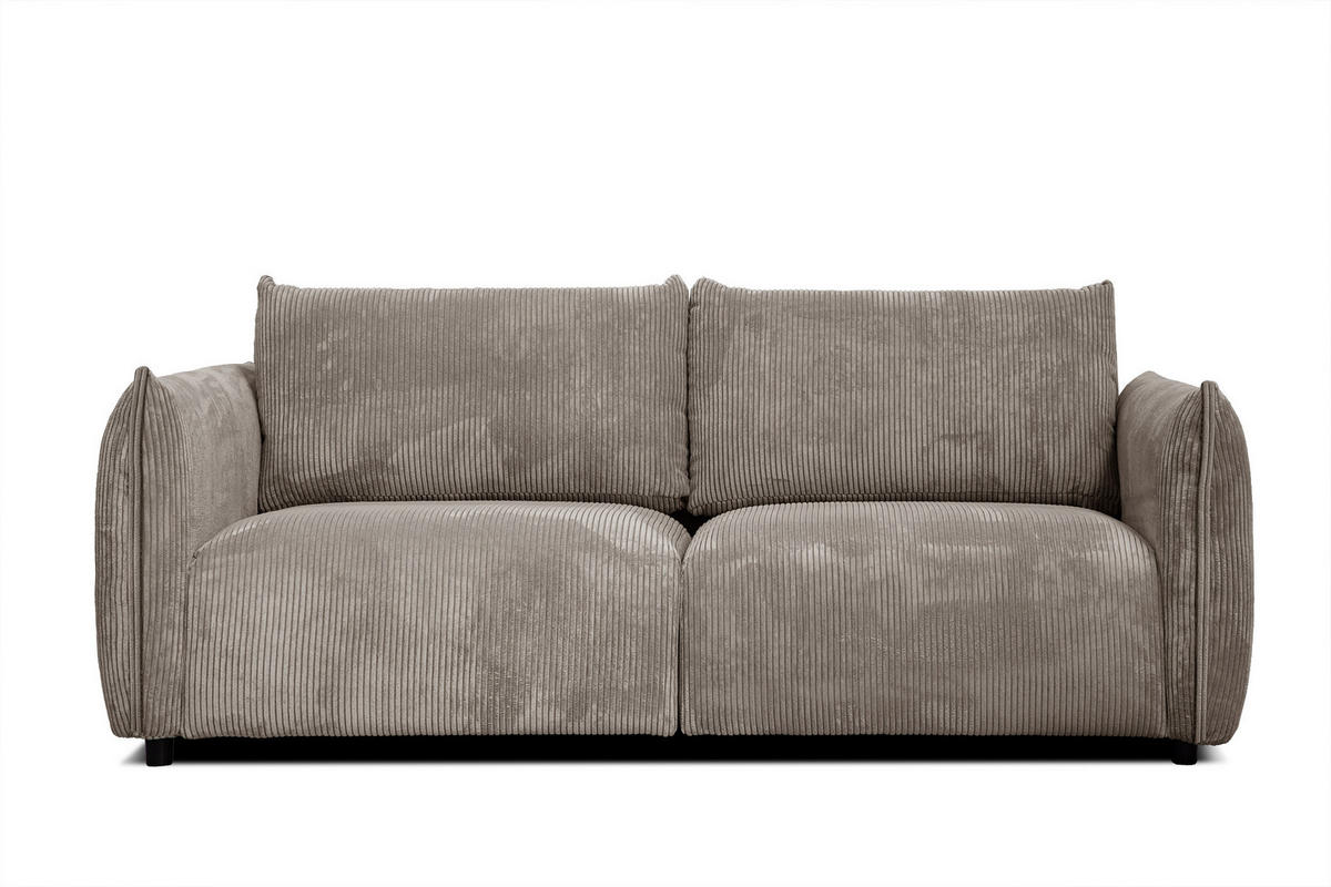 SOFA TAUER 3-Sitzer, taupe - Taupe/Schwarz, Holzwerkstoff/Kunststoff (112/84/206cm) - Courtois Laville