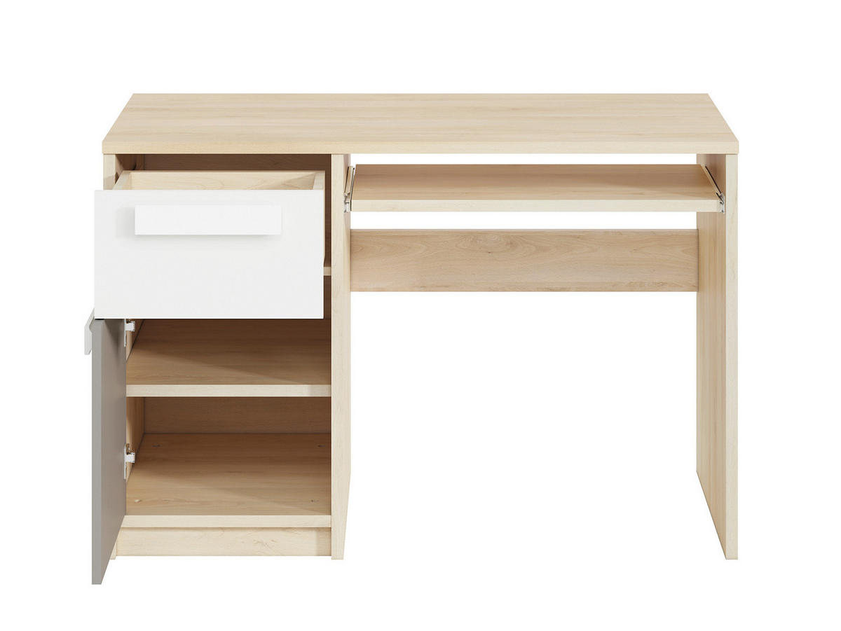 SCHREIBTISCH Drop Fjord Buche / weiß / grau 119 / 55 / 79cm - Braun/Grau, Holz/Holzwerkstoff (55/119/79cm) - Feldmann-Wohnen