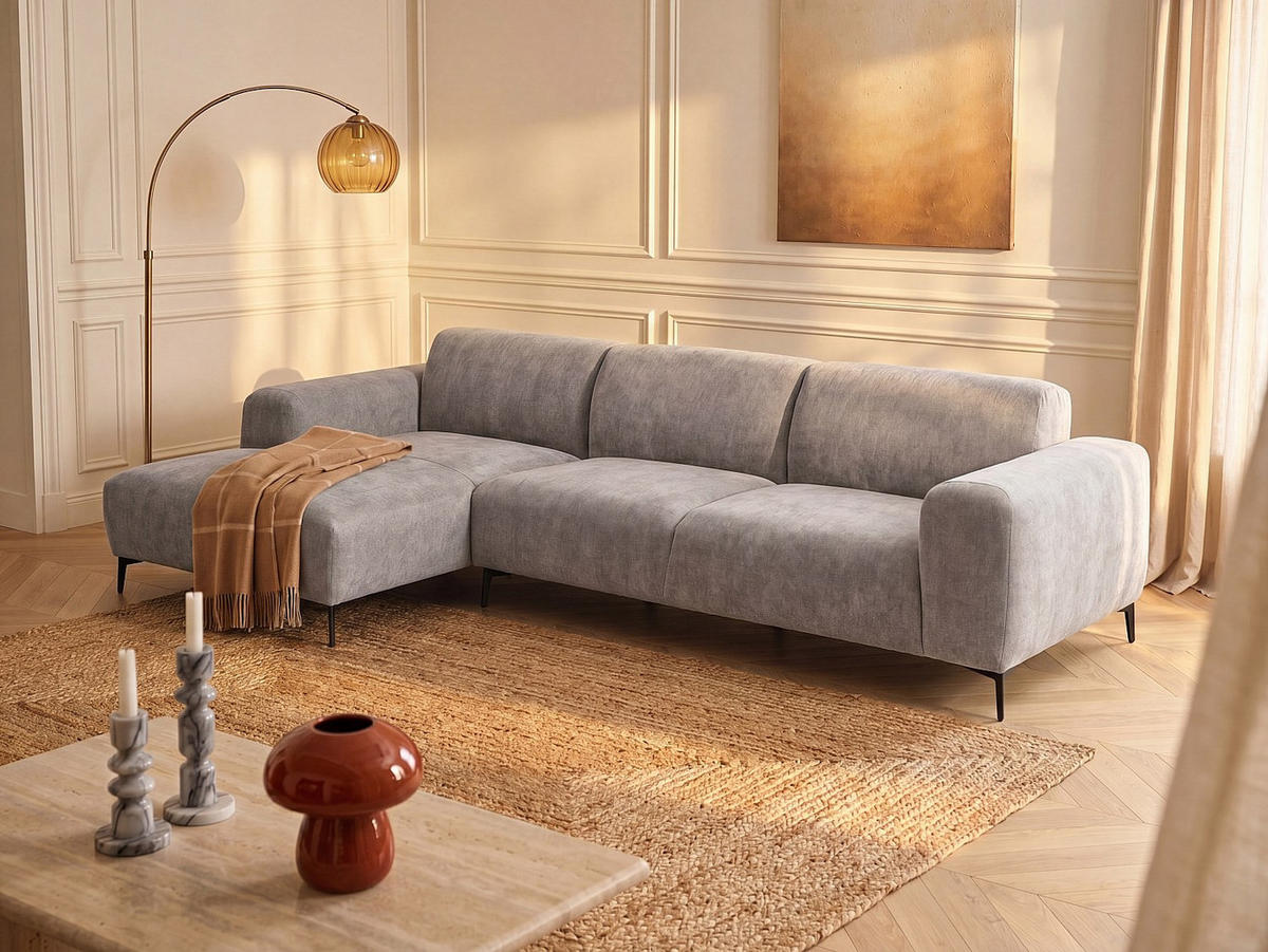 SOFA - 5 Personen - stoff - taupe Sapigo - Taupe, Textil (306/80/98cm) - Vente-Unique