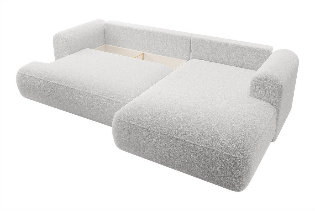 ECKSOFA Ovo Grau Boucle - Schwarz/Grau, Kunststoff/Textil (260/165cm) - Selsey