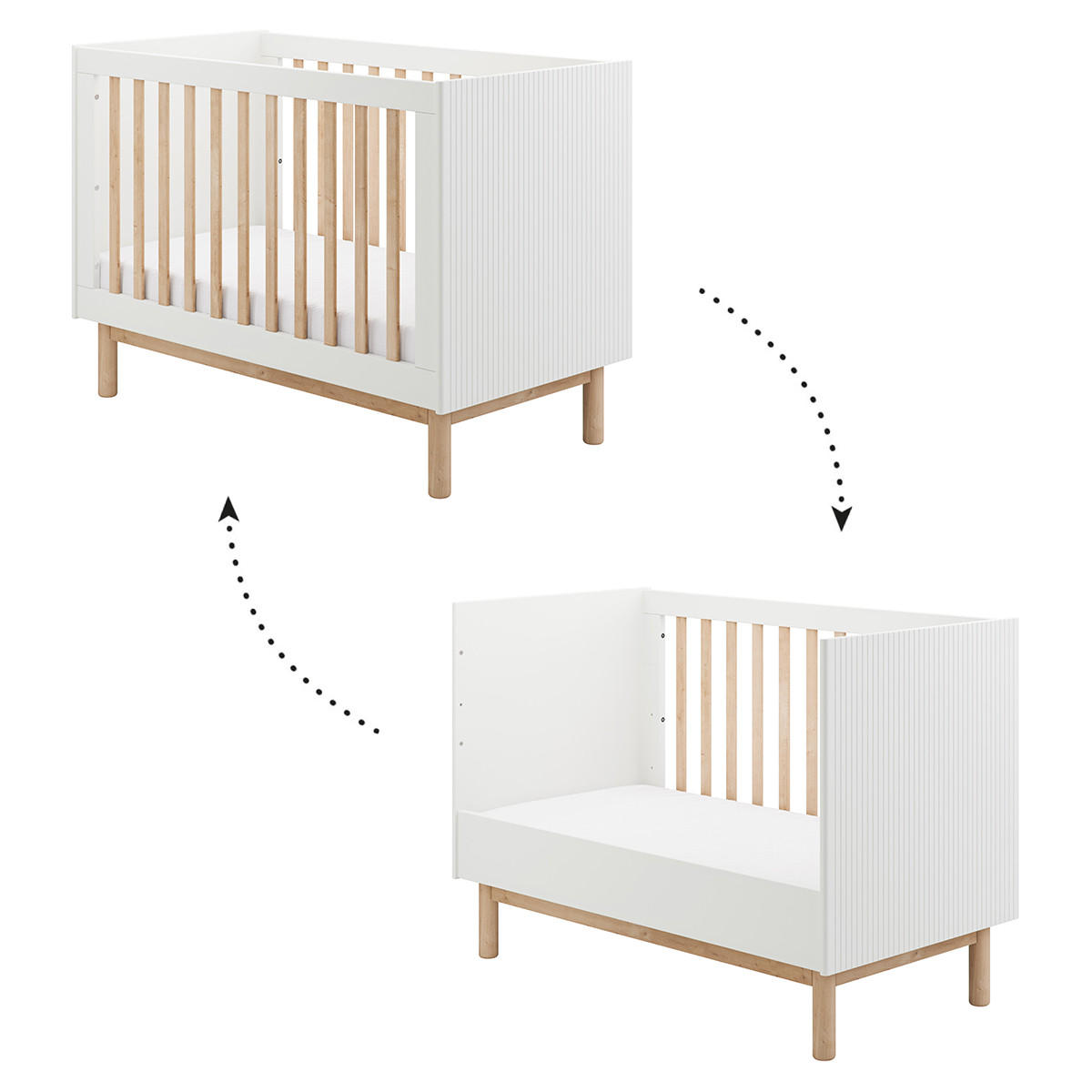 POKOJ PRO MIMINKO 3DÍLNÝ Miloo Bílá - bílá, kompozitní dřevo (123.5/87.5/66cm) - Petits-meubles