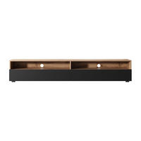 TV-LOWBOARD Rednaw mit LED Eiche/Schwarz Hochglanz 180 cm - Grau, Holzwerkstoff (180/30/31cm) - Selsey