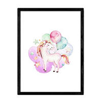 POSTER Kinder Tiere Einhorn Ballons A3 Rahmenlos - Klar, Papier (29.7/5/42cm) - Nacnic