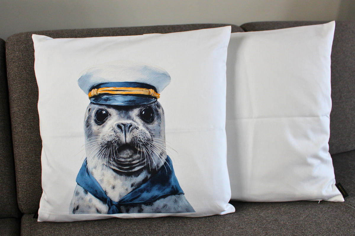 KISSENHÜLLE SEEHUND - Weiß, Textil (50/50cm) - Yve! decoration