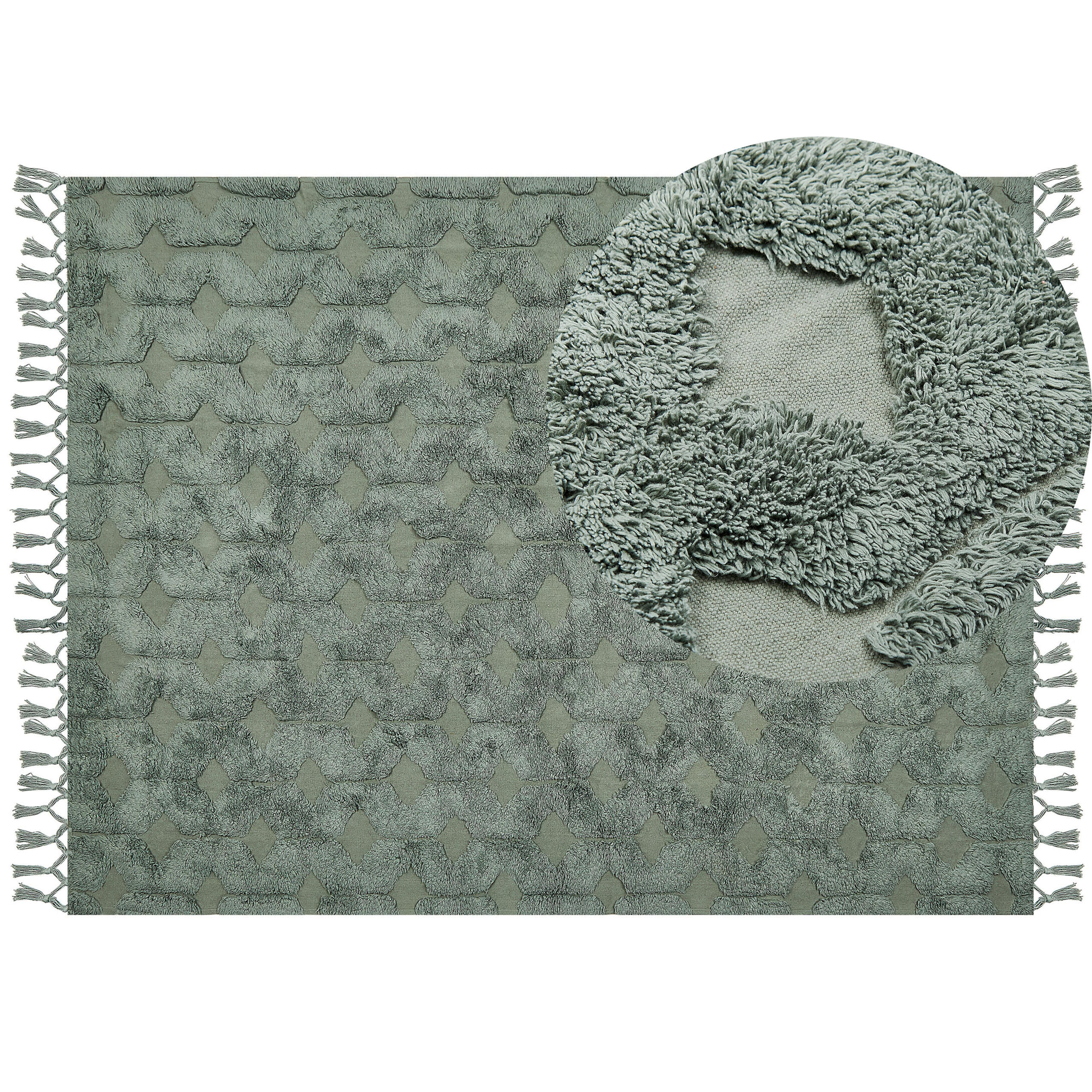 KURZFLOR-TEPPICH Kars 230/160 cm - Grün, Textil (160/230cm) - Beliani