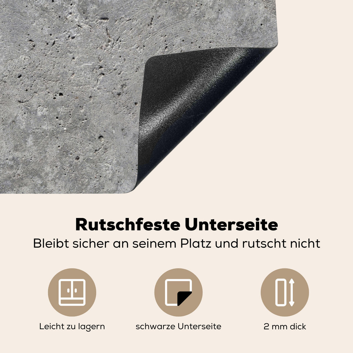 HERDABDECKPLATTE Beton - Schiefer - Grau - Struktur aus Beton Induktionsmatte 78x78 cm - Hellgrau, Kunststoff (78/78/0.2cm) - MuchoWow