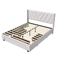STAURAUMBETT 140x200cm beige, 3 Unterschubladen - Beige, Metall (140/200cm) - SHOPENTRA