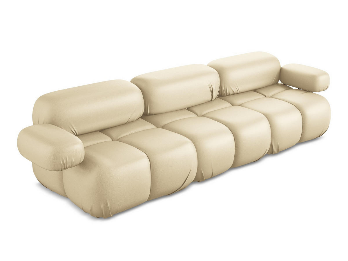 3-SITZER SOFA Kunstleder Beige - Beige/Schwarz, Leder/Kunststoff (285/70/96cm) - Makamii