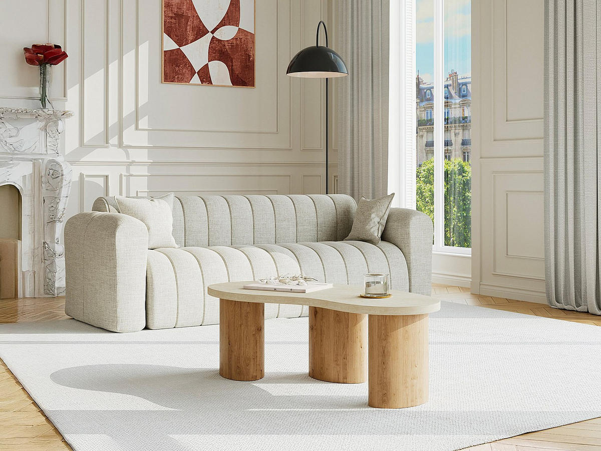 COUCHTTISCH nicht ausziehbar - 120 cmcm x 60 cmcm - Holz, Platte - Beige, Naturfarben Hell - ALOZYA - Beige/Naturfarben, Holz (60/120/45cm) - Vente-Unique