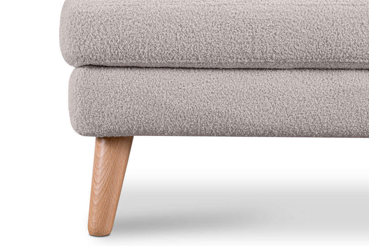 SITZHOCKER TAGIO Pouffe, hellgrau - Hellgrau/Braun, Buchenholz/Textil (65/46/80cm) - KONSIMO®