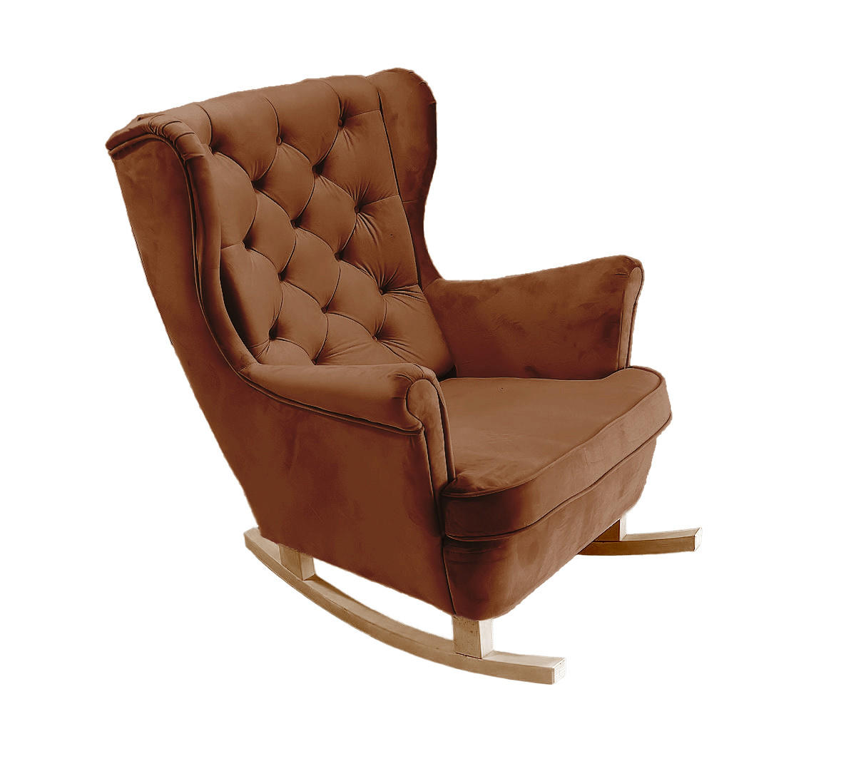 SCHAUKELSESSEL mit gepolstertem Sitz und Armlehnen, 102x81x95 cm, Dunkelbraun_29828 - Buchefarben/Haselnussfarben, Holz/Textil (81/102/95cm) - DomoHome