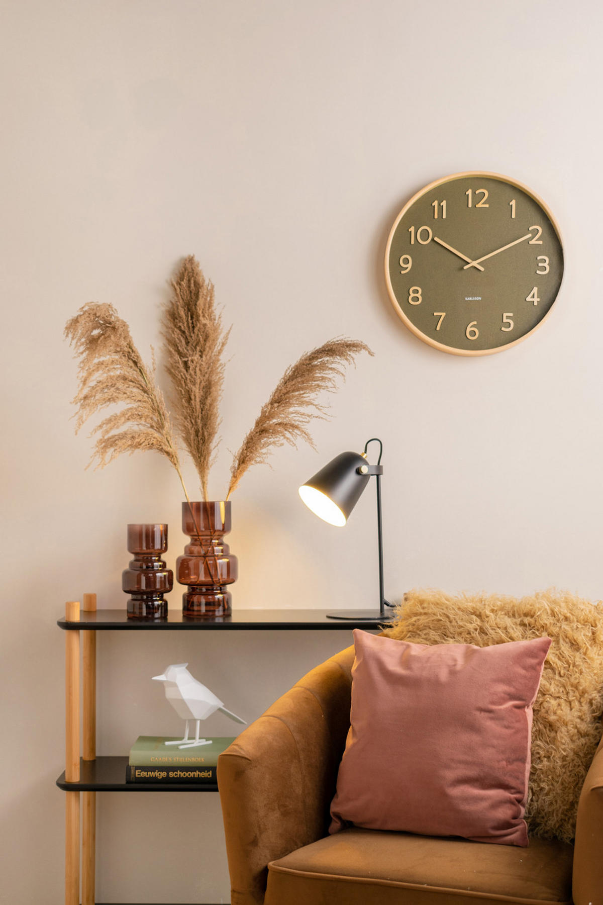 WANDUHR Pure Wood Grain Ø40/4,5 cm - Grün, Holz (40/40/4.5cm) - Karlsson