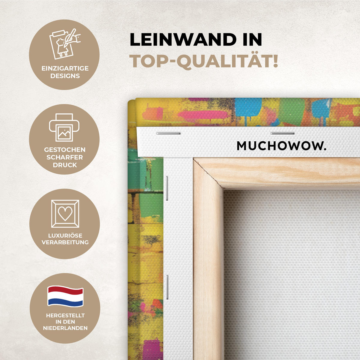 LEINWANDBILD Graffiti - Schimpanse - Straßenkunst - Kopfhörer - Affe Wandbild Wohnzimmer 50x50 cm - Blau, Textil (50/50cm) - MuchoWow