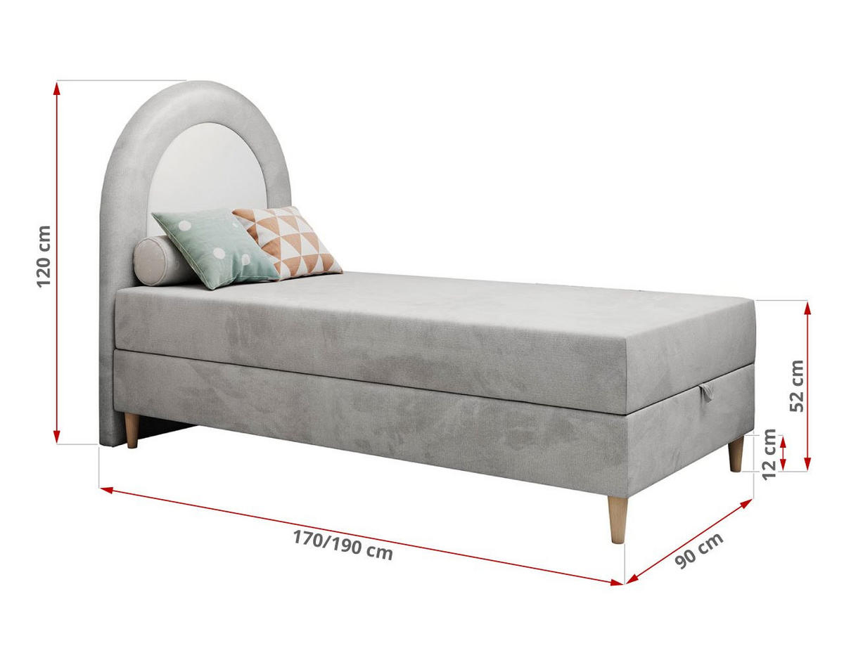 BOXBETT NEST 90/180 Hellgrau Velvet hydrophob - H3 - Hellgrau, Holz/Textil (90/180cm) - MKS