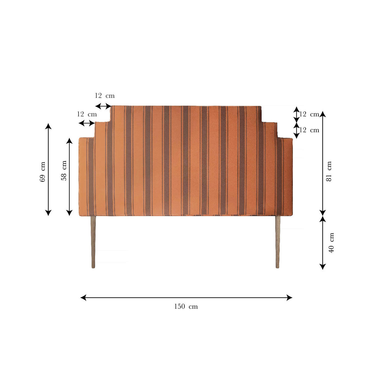 BETTKOPFTEIL gepolstert mit Samt 150cm LENNON - Orange, Holz (8/81/160cm) - RNT By Really Nice Things