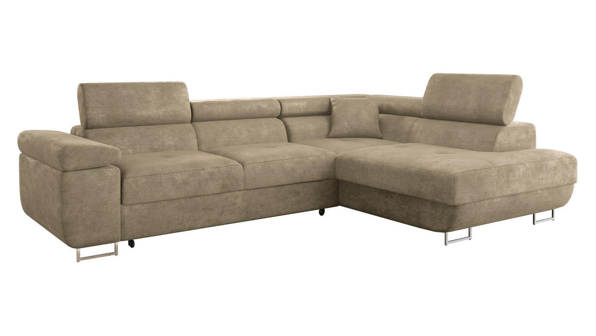 ECKSOFA Torezio, Seite: Rechts - Sandfarben, Holz/Textil (274/203cm) - MIRJAN24