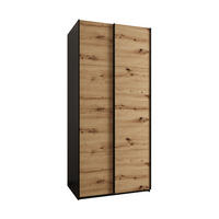 SCHWEBETÜRENSCHRANK 245,5/100/64 2-türig - Schwarz/Eiche Artisan, Holz/Metall (100/245/64cm) - Abiks Möbel
