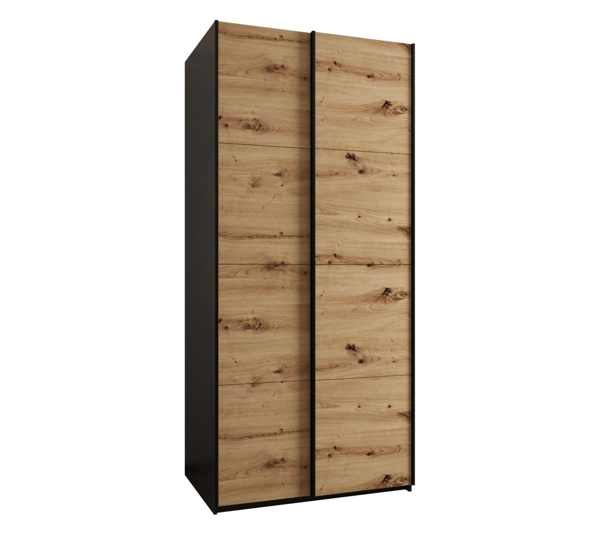 SCHWEBETÜRENSCHRANK 245,5/100/64 2-türig - Schwarz/Eiche Artisan, Holz/Metall (100/245/64cm) - Abiks Möbel