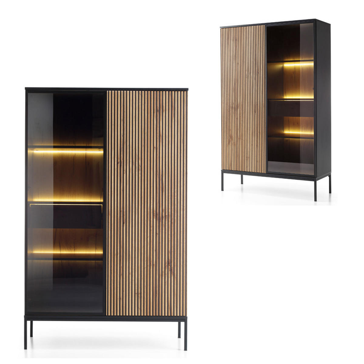 WOHNZIMMER-SET 2-TLG. Sibari-160 - Schwarz, Holzwerkstoff (258/166/39cm) - Lomado