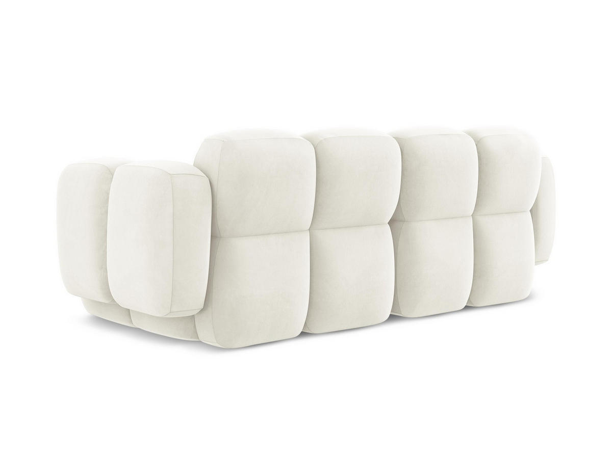2-SITZER SOFA Samt Stoff Beige - Hellbraun/Schwarz, Holzwerkstoff/Kunststoff (210/72/115cm) - Makamii