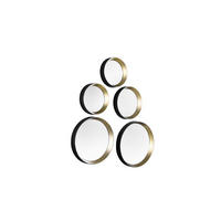 WANDSPIEGEL Vivien 5er Set Schwarz-Gold - Ø25 cm, Ø23 cm, Ø18 cm, 2x Ø15 cm - Schwarz, Metall (25/25/4cm) - Niermann