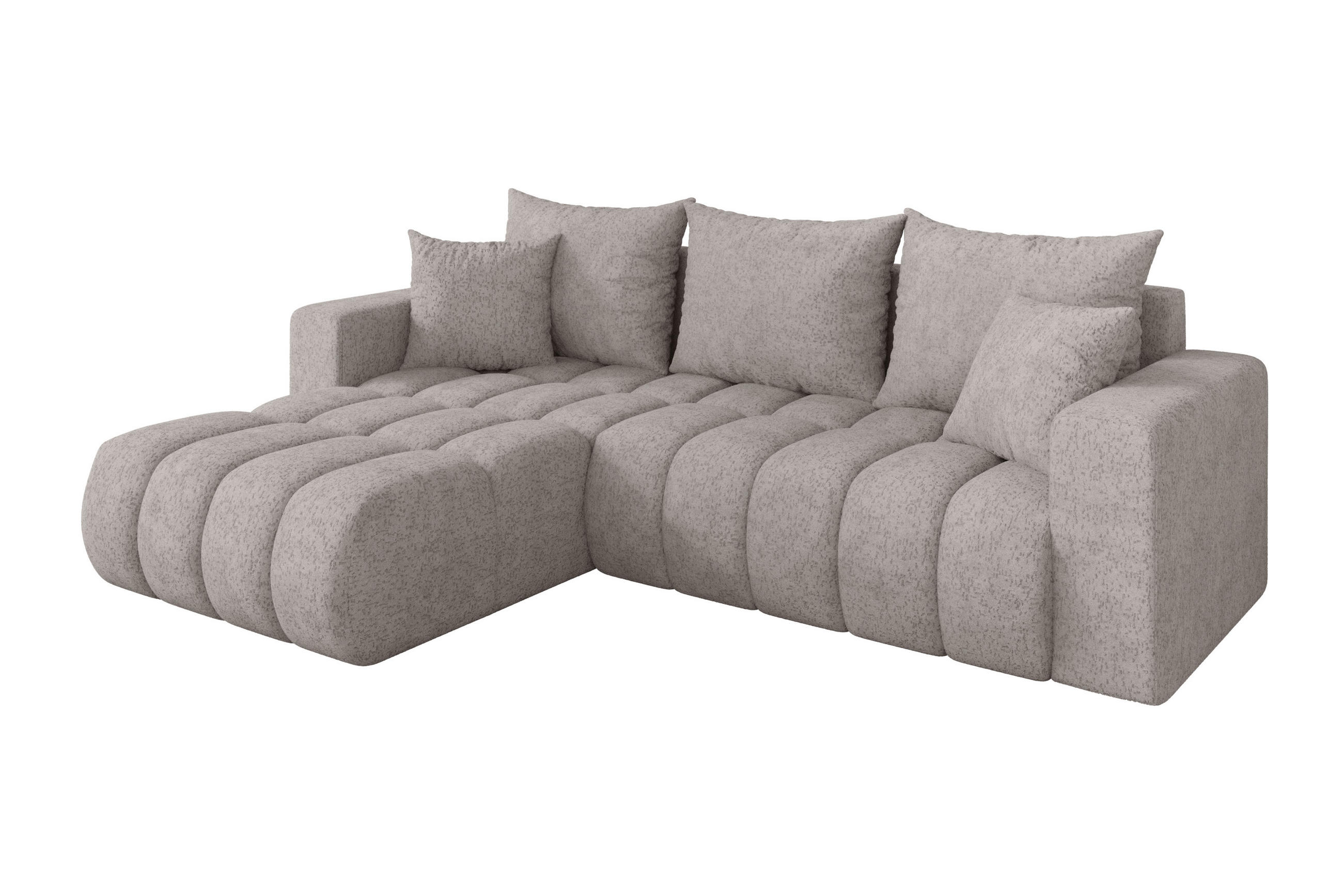 ROHOVÁ SEDAČKA s funkcí spaní, otoman vlevo MILA-L-v1 277x195x86 světle šedá velur - černá/světle šedá, kompozitní dřevo/textil (277/194cm) - ALTDECOR