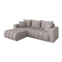 ROHOVÁ SEDAČKA s funkcí spaní, otoman vlevo MILA-L-v1 277x195x86 světle šedá velur - černá/světle šedá, kompozitní dřevo/textil (277/194cm) - ALTDECOR