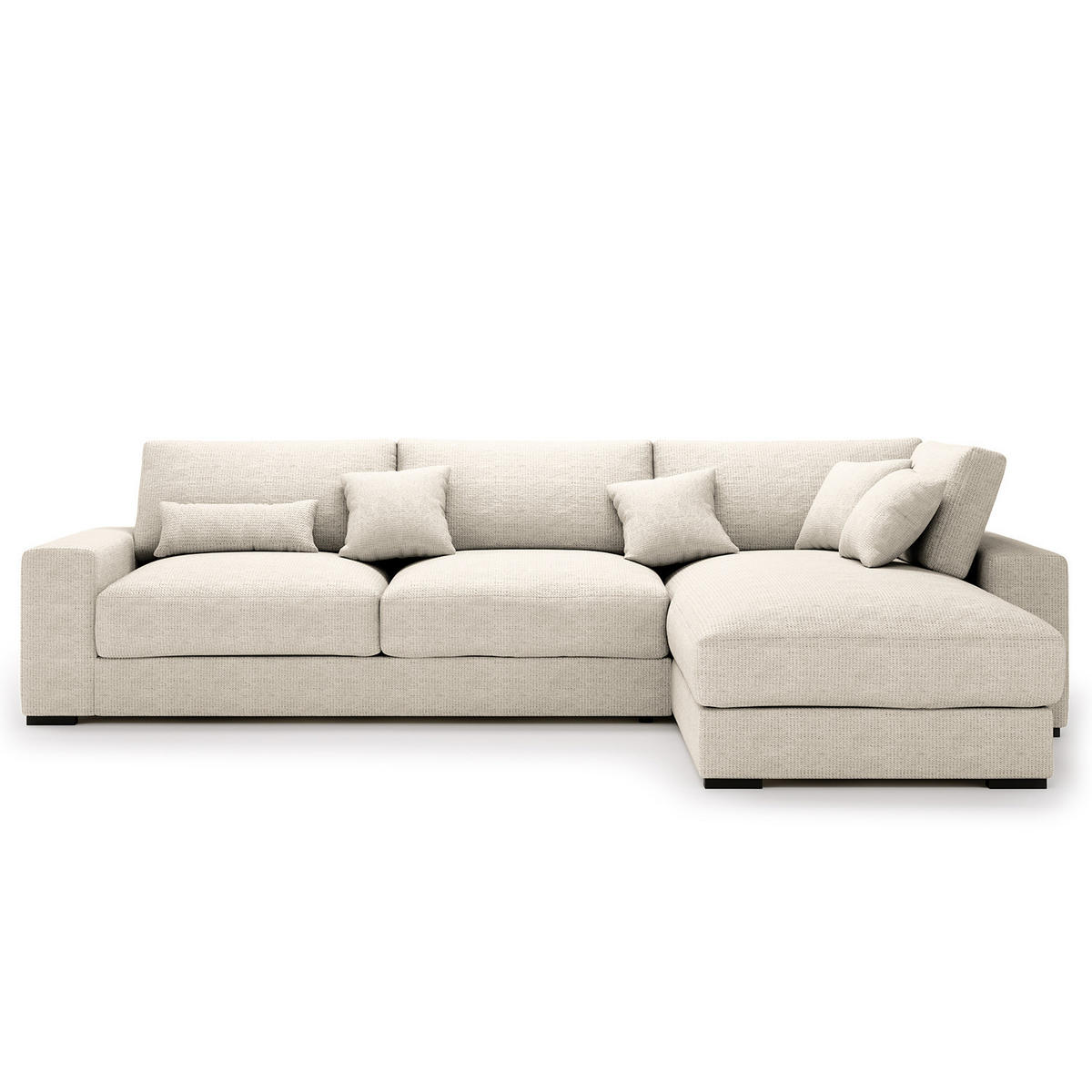 ECKSOFA mit Longchair - Schwarz/Grau, Kunststoff/Textil (340/205cm) - home24