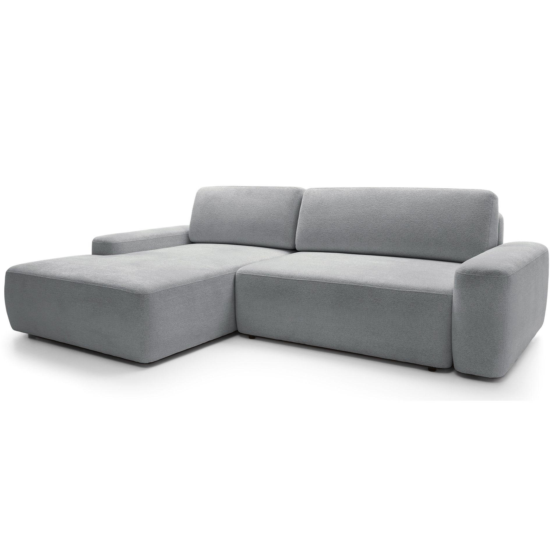 ECKSOFA Baleo Hellgrau Chenille-Bezug - Hellgrau/Schwarz, Kunststoff/Textil (264/162cm) - Selsey