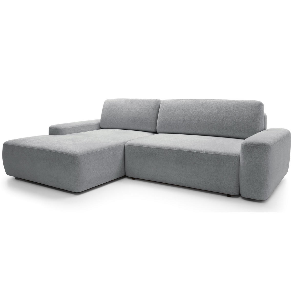 ECKSOFA Baleo Hellgrau Chenille-Bezug - Hellgrau/Schwarz, Kunststoff/Textil (264/162cm) - Selsey