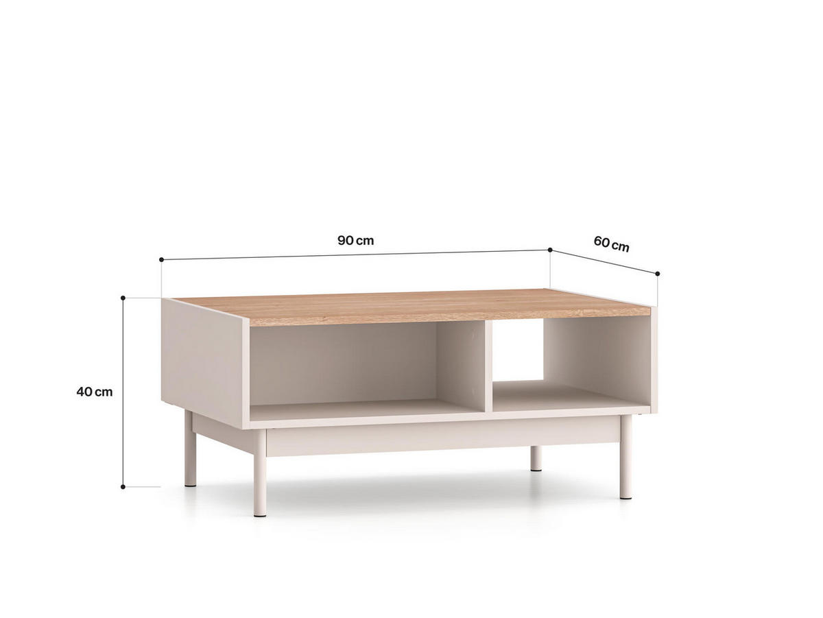 COUCHTISCH DUNEA Beige 90x60x40 cm - Beige, Holzwerkstoff (60/90/40cm) - FURNLUX