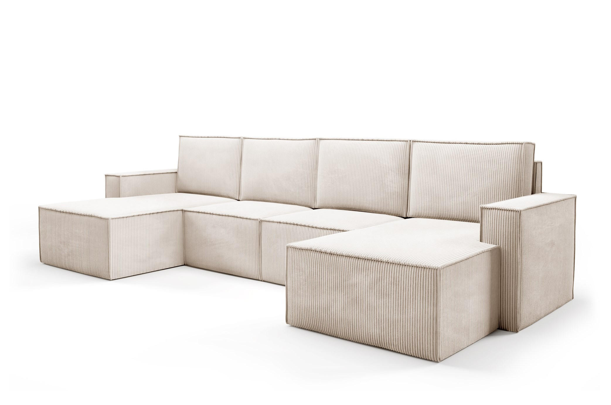 WOHNLANDSHAFT Orto Beige - Beige, Holzwerkstoff/Textil (320/93/142cm) - Bettso