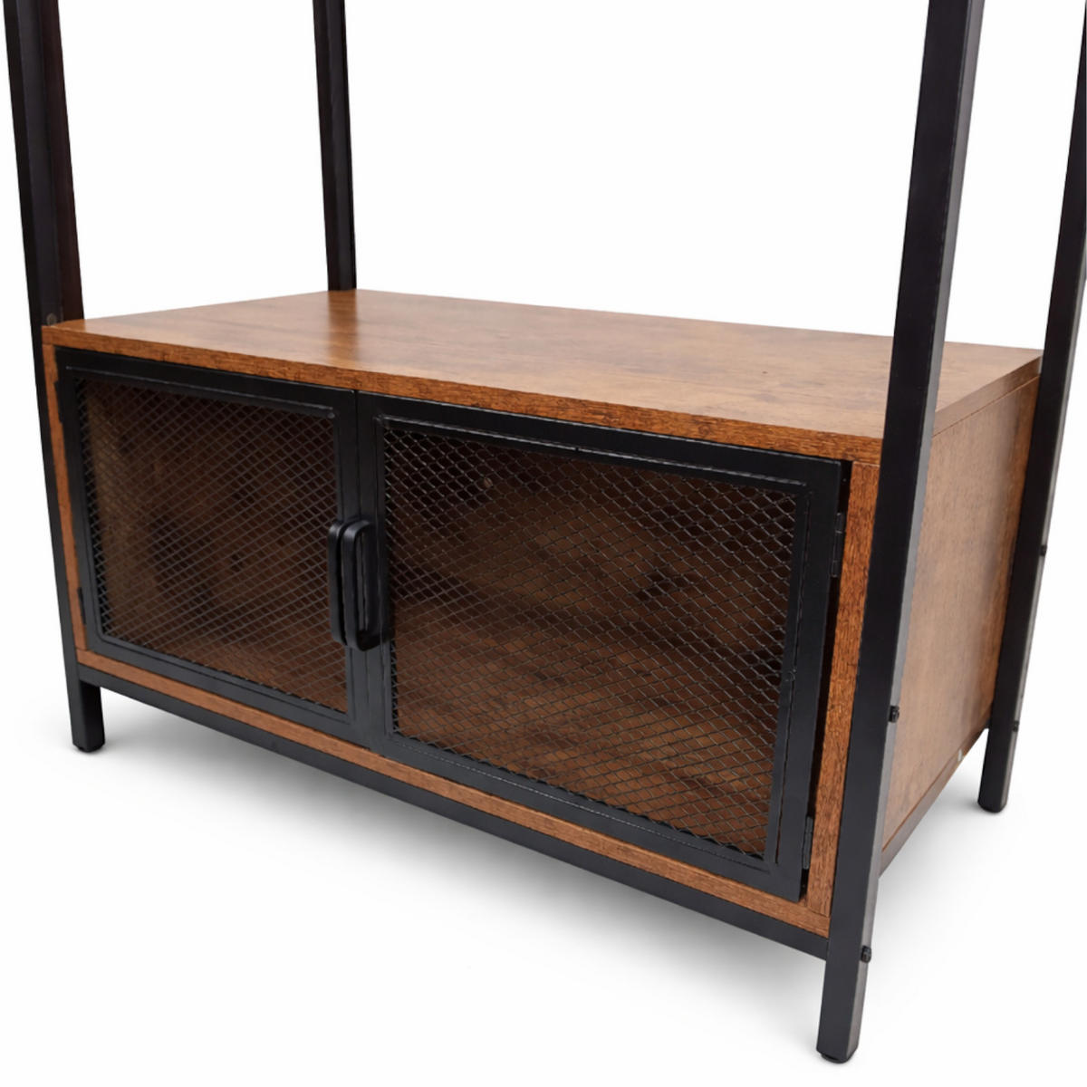 GARDEROBENSTÄNDER Metall mit Schuhschrank Industrial 180×80×40 cm - Dunkelbraun/Schwarz, Holzwerkstoff/Metall (40/180/80cm) - Begryf