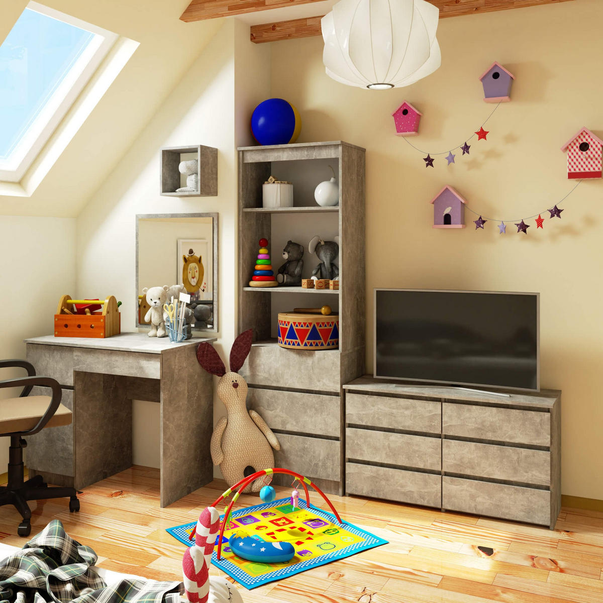 KOMMODE Beton 57/100/35 - Grau, Holzwerkstoff (100/57/35cm) - RAUMHIRSCH FURNITURE