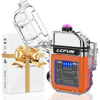 FEUERZEUG Elektrisch USB Aufladbar Wasserdicht Winddicht mit Taschenlampe Orange - Multicolor, Kunststoff (4/1.8/6.2cm)