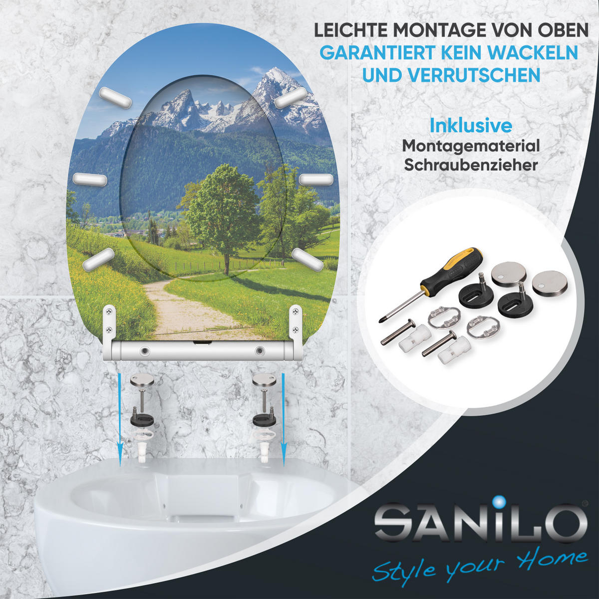 WC-SITZ mit Absenkautomatik Alpen - Grün, Holzwerkstoff (37.7/5.5/48cm) - Sanilo
