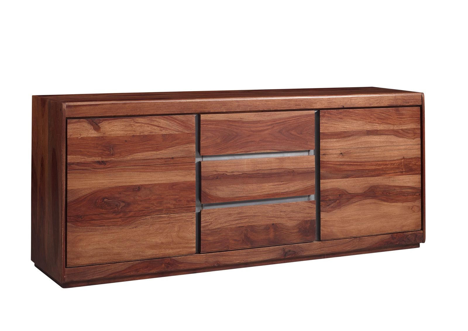 SIDEBOARD Sheesham 187x46x77 noble unique lackiert SYDNEY #107 - Braun, Holzwerkstoff (187/77/46cm) - Massivmoebel24
