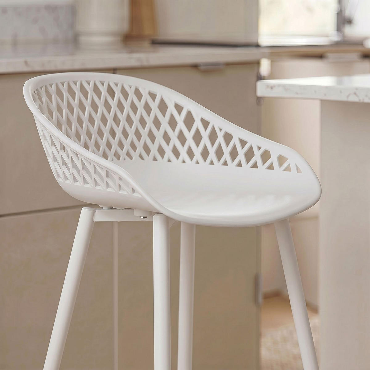 BARHOCKER IREK 2ER-SET - Weiß, Textil (47/99/49cm) - IDIMEX