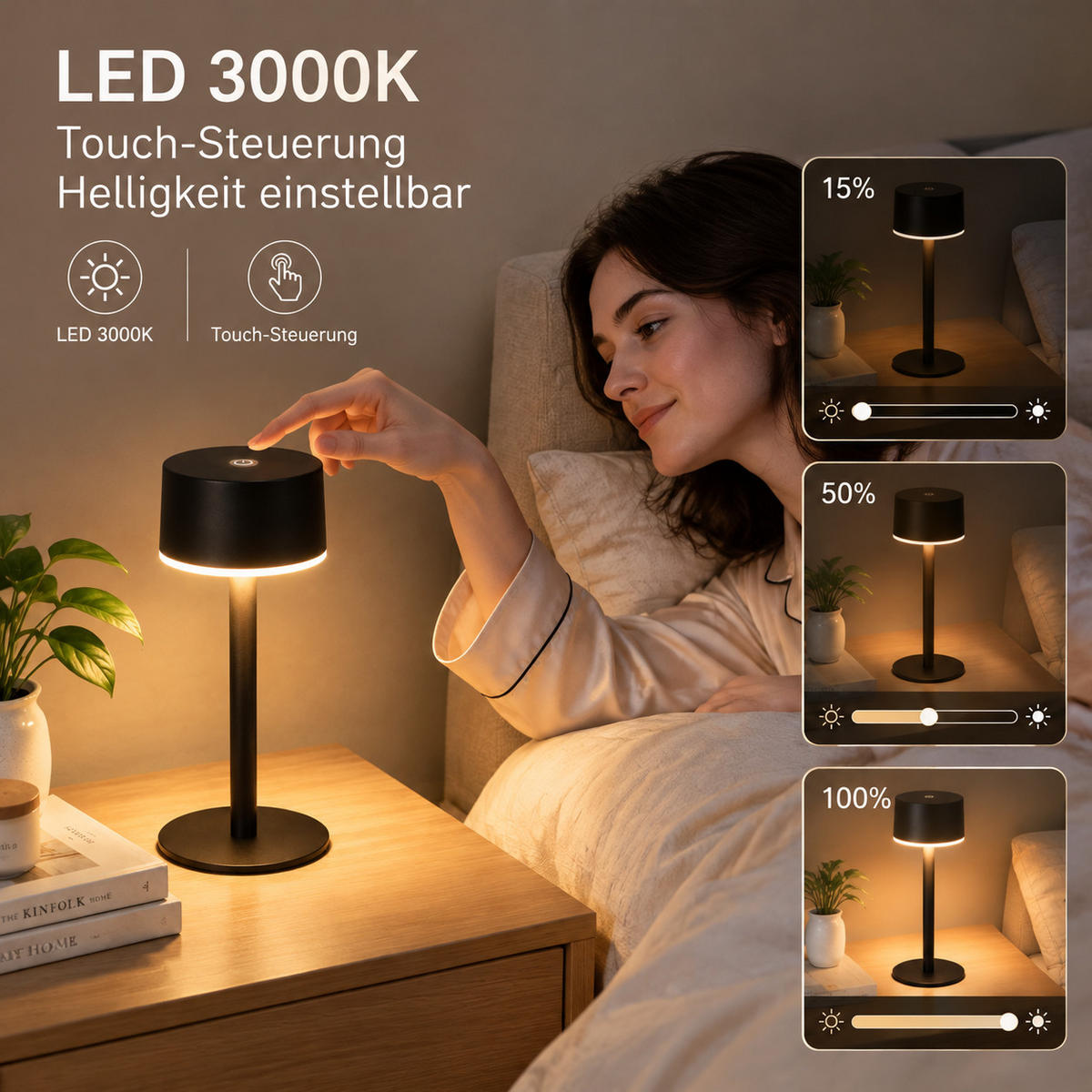 LED SVJETILJKA STOLNA Myvnal 7.5/7.5/19.4 CM - crna, metal/plastika (7.5/7.5/19.4cm) - ZMH