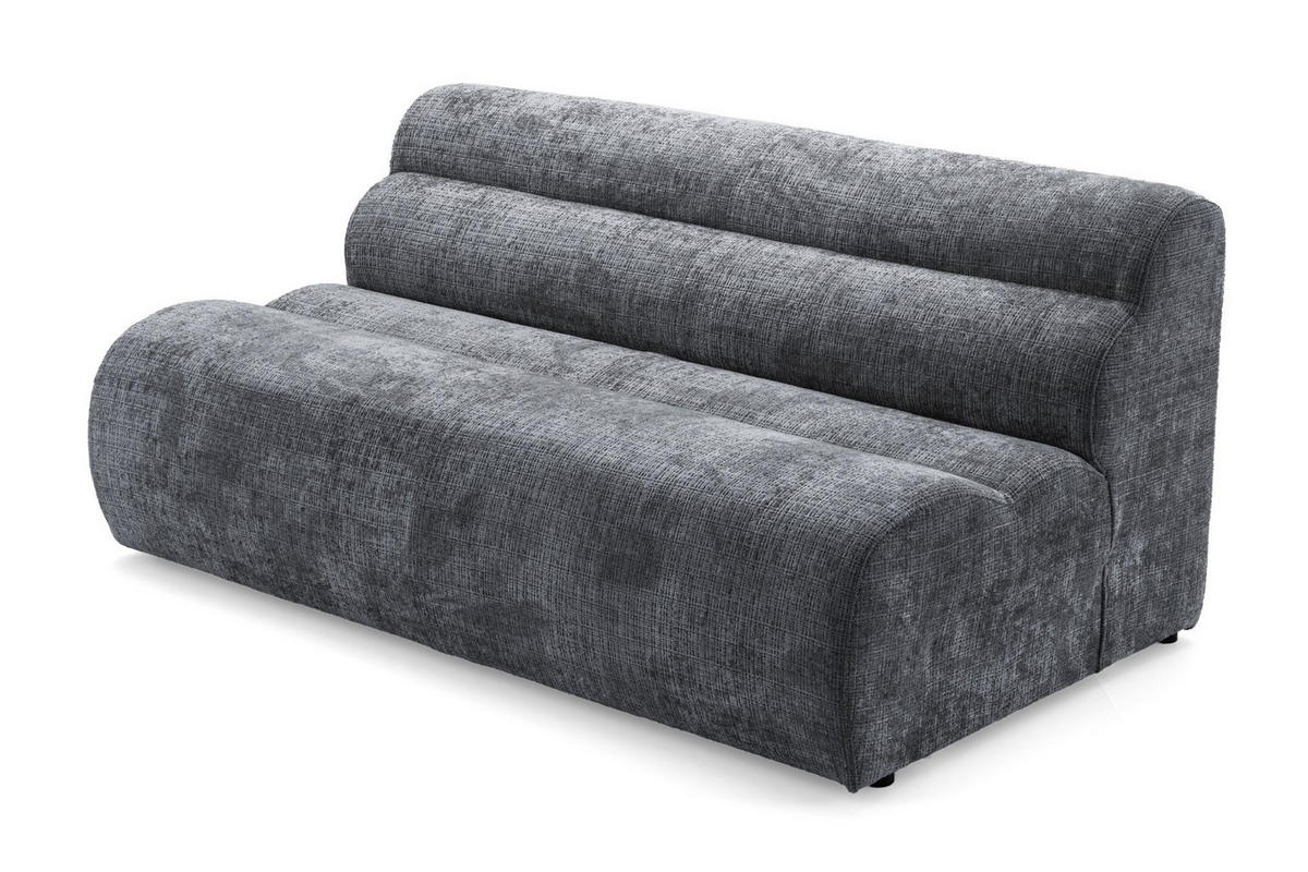 2-SITZER modulares Sofa VEER, Breite 213 cm Chenille Webstoff Dunkelgrau - Dunkelgrau/Schwarz, Holz/Kunststoff (213/75/95cm) - Muffo